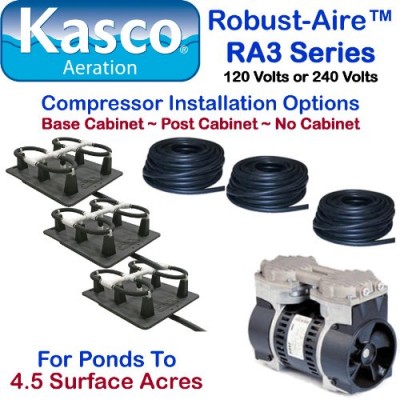 Kasco Marine Robust-Aire Aquatic Aeration System RAH3NC - For Ponds to 4.5 Surface Acres, 240 Volts, No Cabinet Included